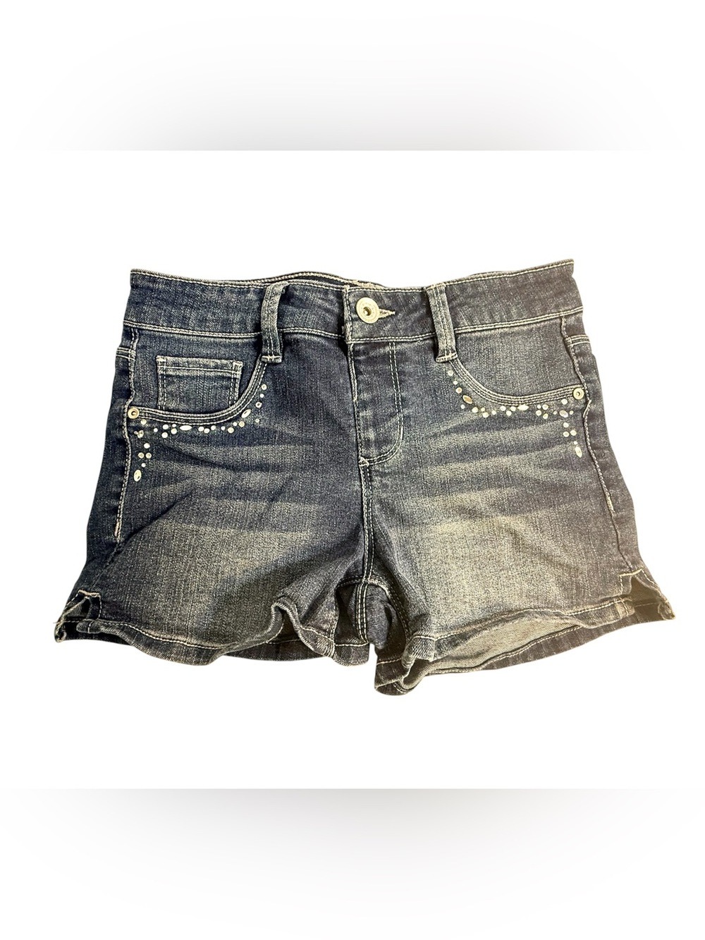Girls Squeeze Dark Wash Jean Shorts with Stud Accents size 10